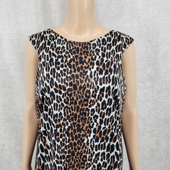 Vanity Fair 70s Leopard Print Nightgown Slip Dress Zigzag Hem Nylon Lounger - Picture 3 of 16